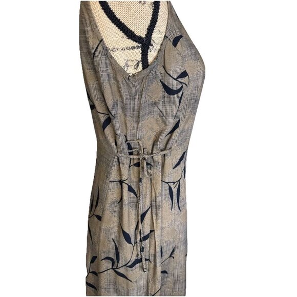 TEDDI Vintage Maxi Dress Brown Sleeveless Tropical Side Ties Coastal Grunge Sz 6 - Picture 7 of 9